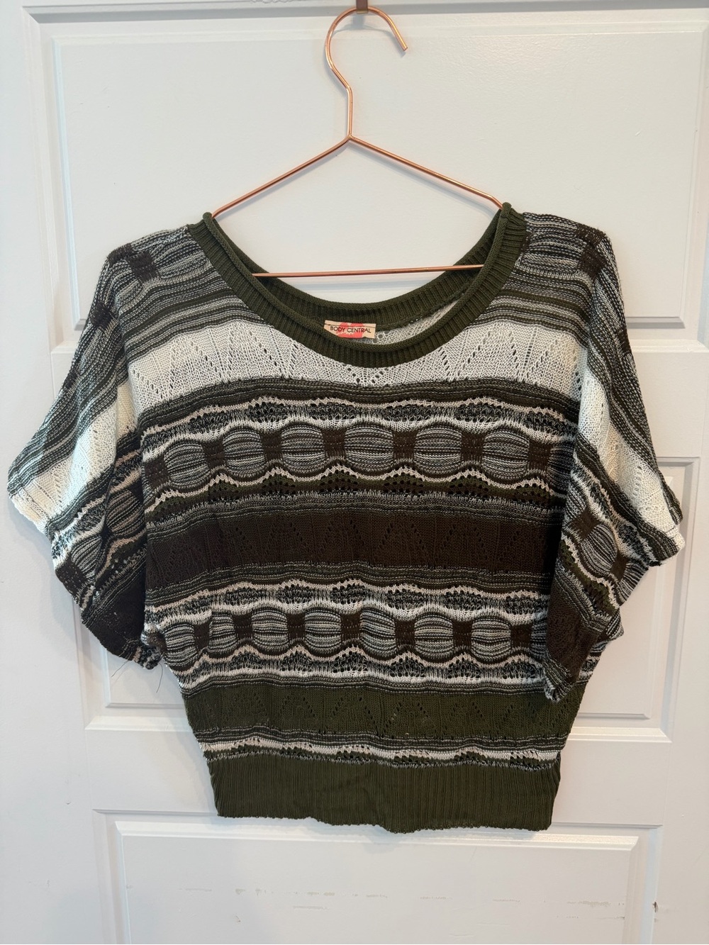Y2K Body Central Striped Knit Crewneck Sweater